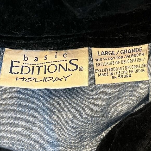 Basic Editions Holiday Shirt Size Large Denim Chambray Christmas W… - Picture 9 of 9